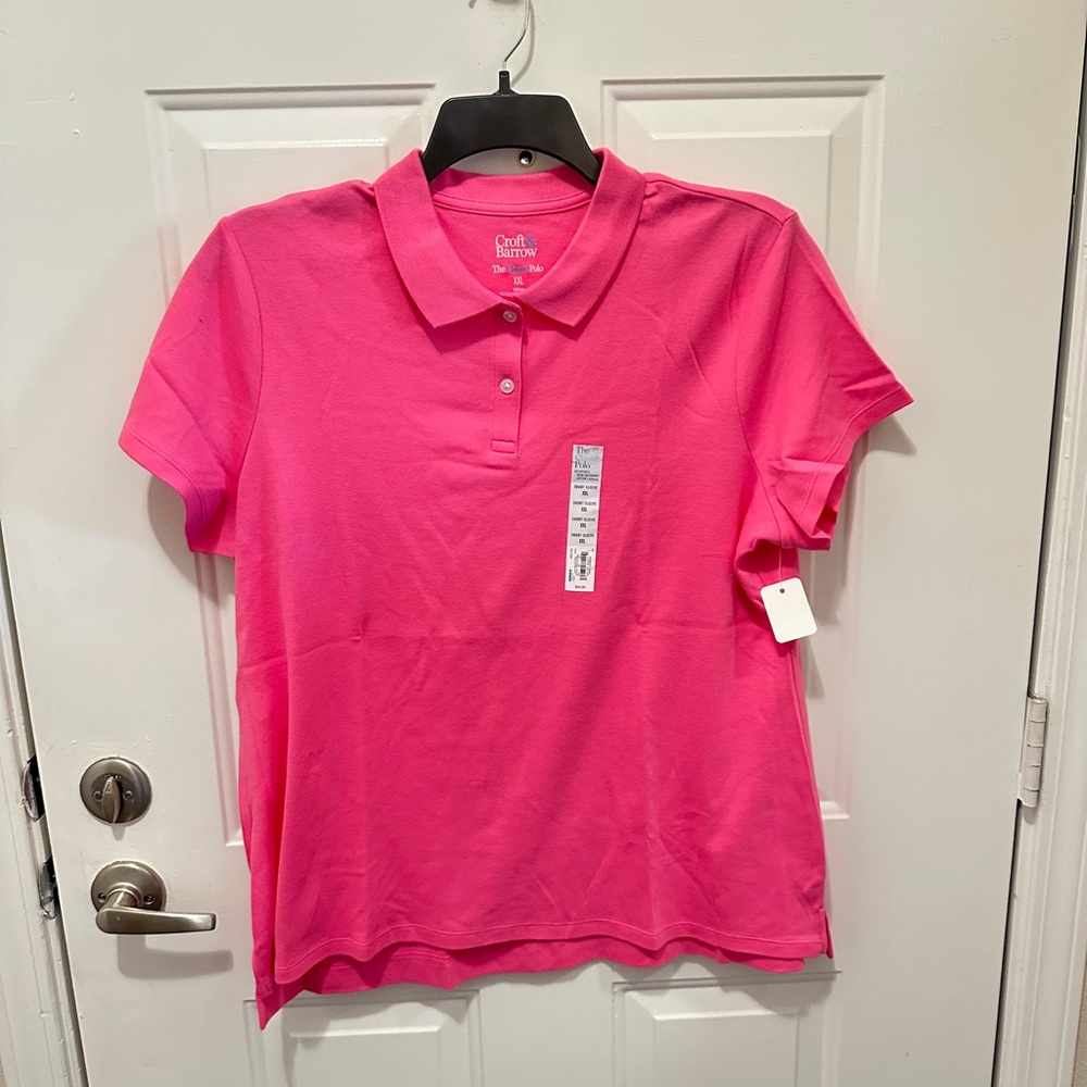 👚Croft & Barrow Pink Fitted Polo Short Sleeve